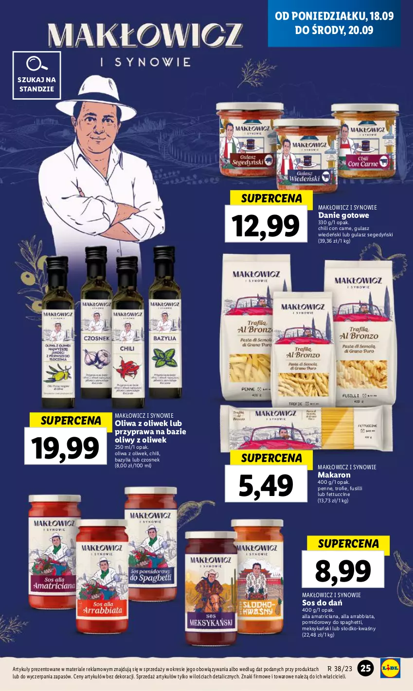 Gazetka promocyjna Lidl - GAZETKA - ważna 18.09 do 20.09.2023 - strona 33 - produkty: Bazyl, Bazylia, Czosnek, Danie gotowe, Makaron, Oliwa, Oliwa z oliwek, Penne, Sos, Spaghetti