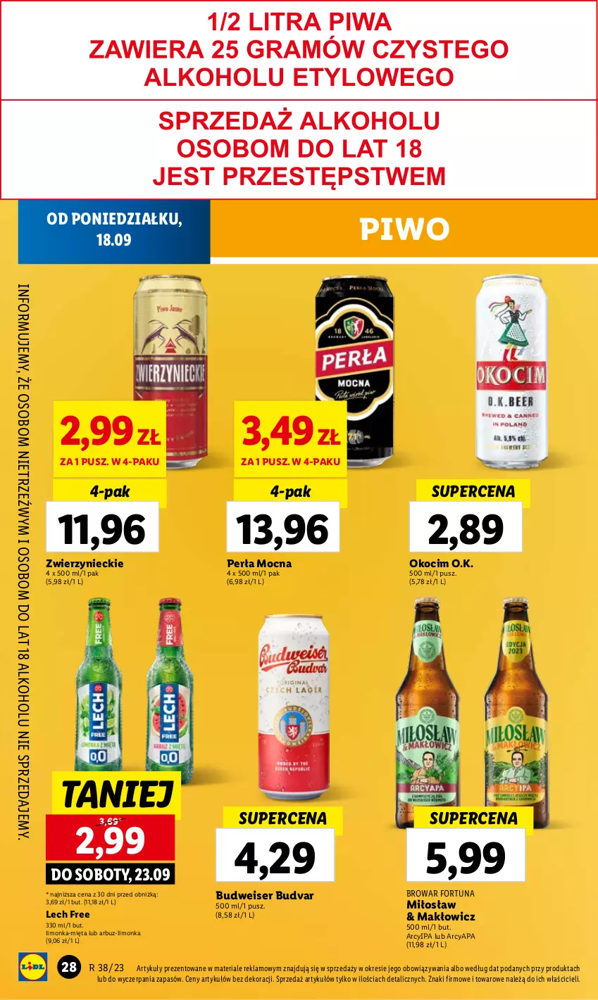 Gazetka promocyjna Lidl - GAZETKA - ważna 18.09 do 20.09.2023 - strona 36 - produkty: Arbuz, Fortuna, Koc, Limonka, Mięta, Okocim, Perła, Piwo, Ser