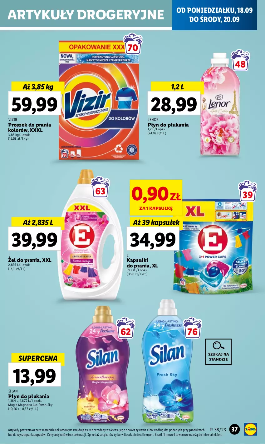 Gazetka promocyjna Lidl - GAZETKA - ważna 18.09 do 20.09.2023 - strona 47 - produkty: Kapsułki do prania, Lenor, Płyn do płukania, Proszek do prania, Silan, Vizir