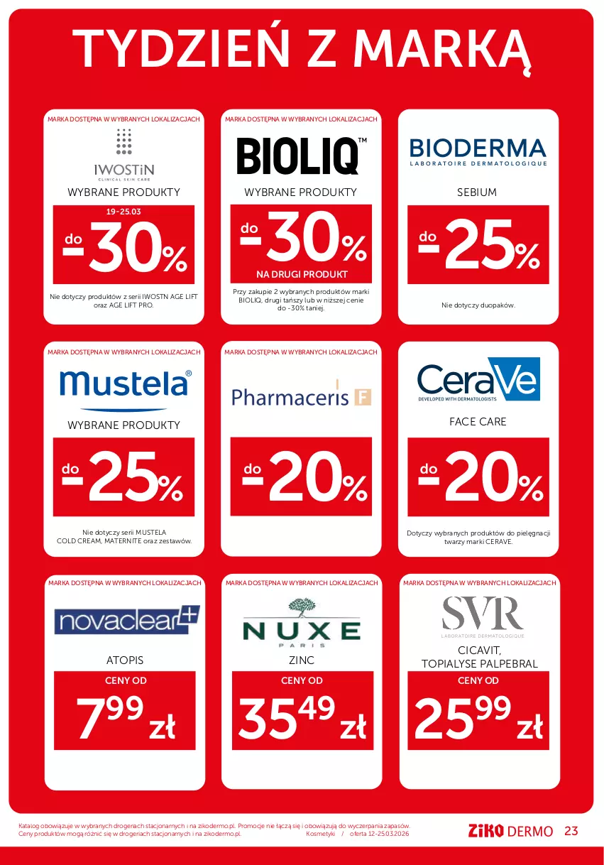 Gazetka promocyjna Ziko - Gazetka Ziko Dermo - ważna 12.03 do 25.03.2026 - strona 23 - produkty: CeraVe, Cold Cream, Fa, Mus, Mustela, Ser, Top