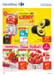 Gazetka promocyjna Carrefour - Gazetka Carrefour - Gazetka - ważna od 08.03 do 08.03.2021 - strona 1 - produkty: Tulipan, Truskawki, Bukiet, Mięta, Mleko