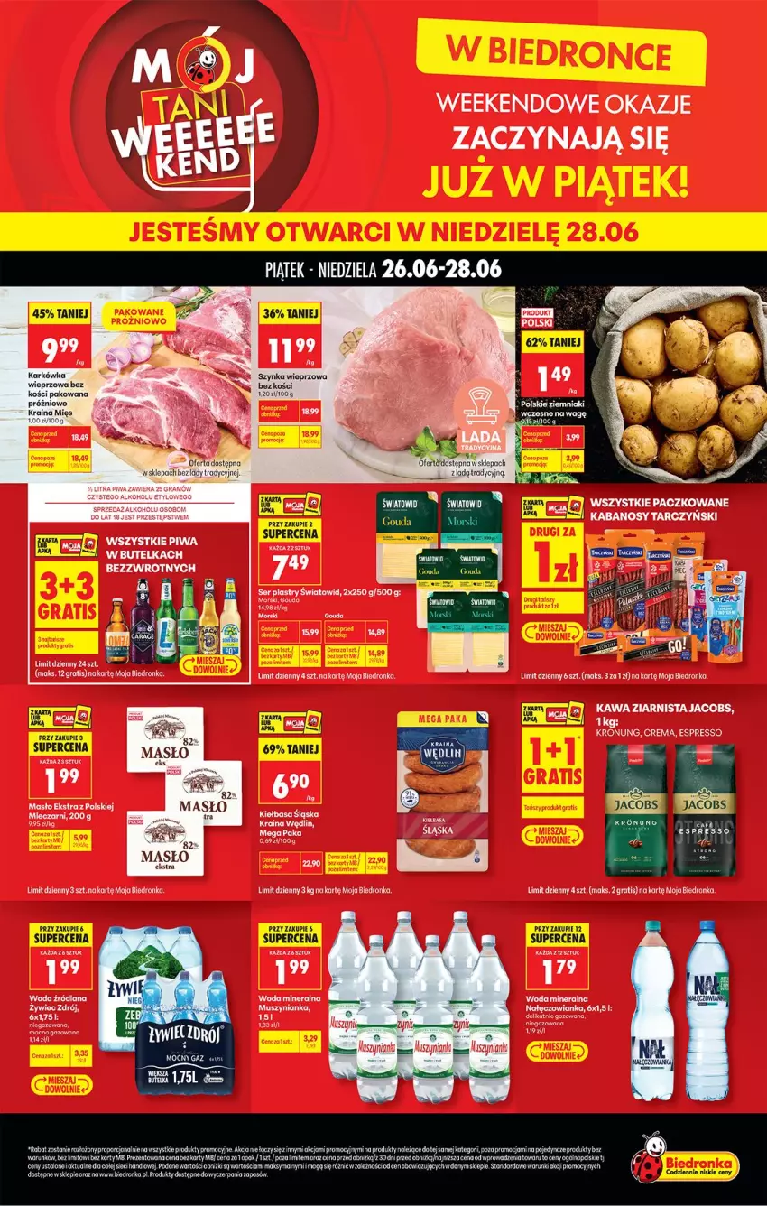 Gazetka promocyjna Biedronka - Tani Weekend - ważna 26.06 do 27.06.2026 - strona 1 - produkty: Fa, Gra, LANA, LG, Masło, Mus, Nałęczowianka, Ser, Woda, Woda mineralna