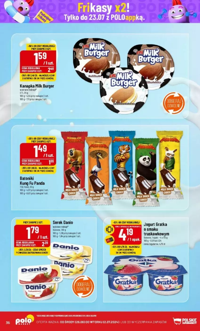 Gazetka promocyjna PoloMarket - ważna 26.06 do 02.07.2024 - strona 30 - produkty: Baton, Burger, Danio, Gra, Jogurt, Ser, Serek, Tonik