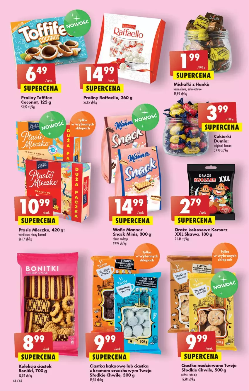 Gazetka promocyjna Biedronka - W tym tygodniu  PL - ważna 12.05 do 18.05.2022 - strona 44 - produkty: Acer, Bonitki, Ciastka, Cukier, Cukierki, Fa, Gin, Kakao, Kawa, Kokos, Michałki, Mleczko, Praliny, Ptasie mleczko, Raffaello, Stek, Toffifee, Wafle