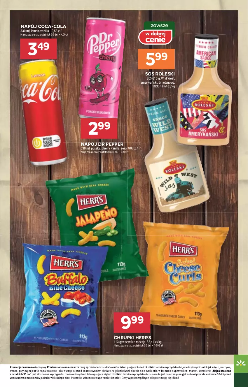 Gazetka promocyjna Stokrotka - Market - ważna 04.09 do 10.09.2025 - strona 16 - produkty: Chrupki, Coca-Cola, Mięso, Napój, Owoce, Sos, Warzywa
