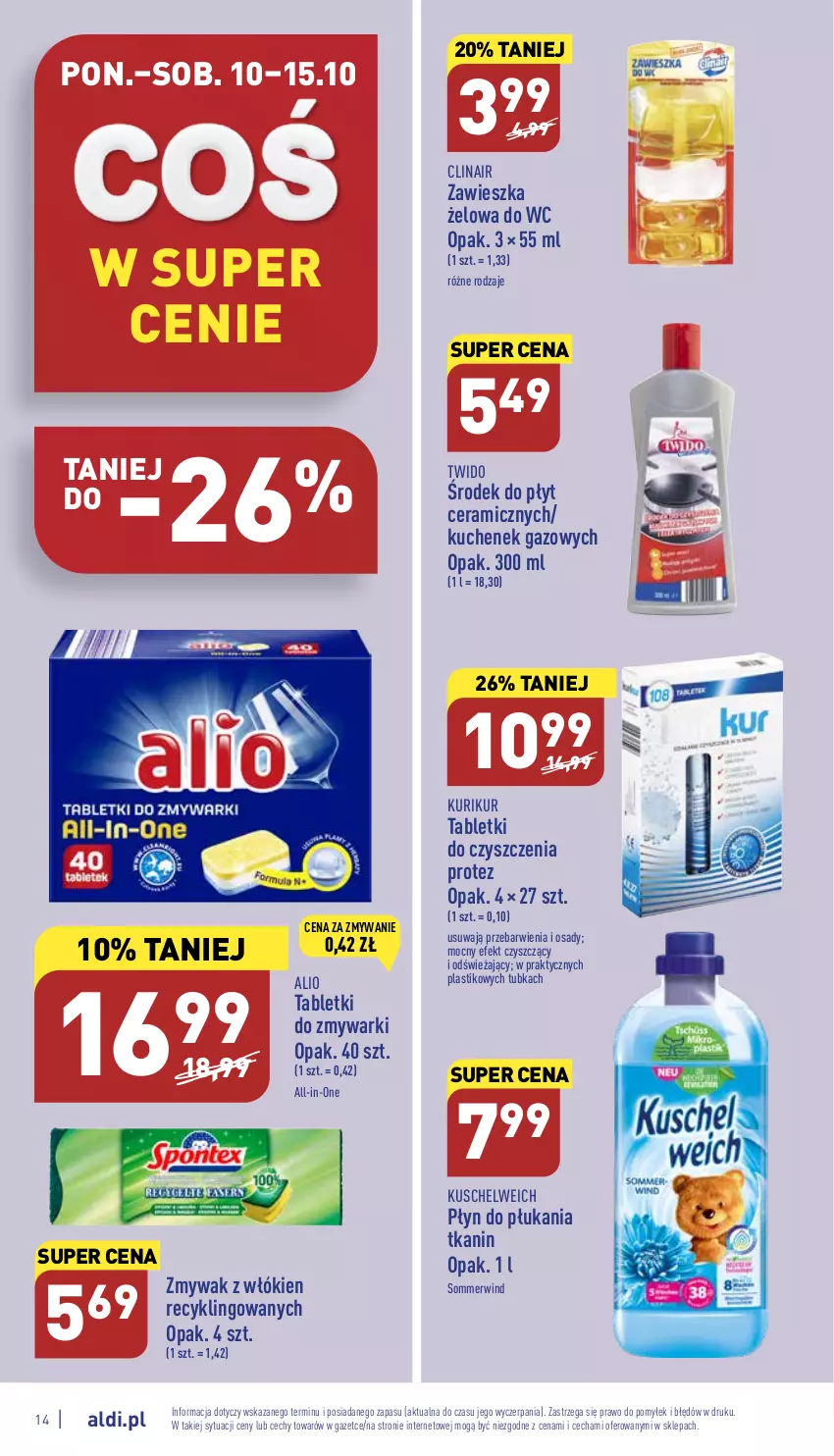 Gazetka promocyjna Aldi - Pełny katalog - ważna 10.10 do 15.10.2022 - strona 14 - produkty: Clin, Płyn do płukania, Tablet, Tabletki do zmywarki, Zmywarki