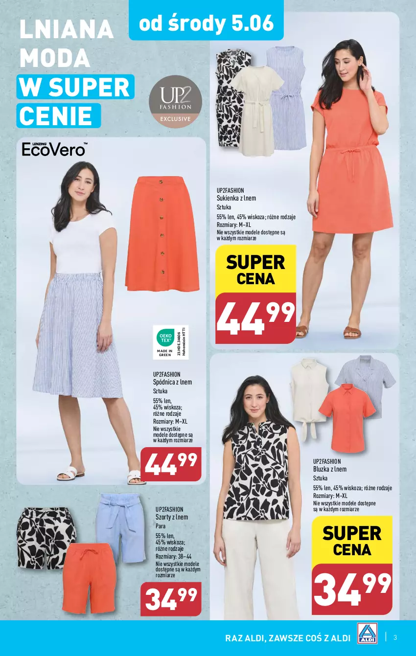 Gazetka promocyjna Aldi - Artykuły przemysłowe i tekstylia - ważna 05.06 do 08.06.2024 - strona 3 - produkty: Fa, Moda, Spódnica, Sukienka, Szorty