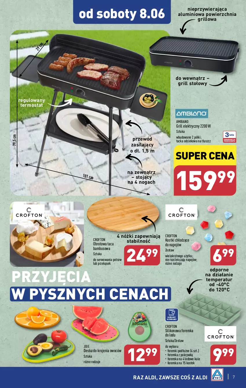 Gazetka promocyjna Aldi - Artykuły przemysłowe i tekstylia - ważna 05.06 do 08.06.2024 - strona 7 - produkty: Cień, Deska do krojenia, Foremki, Grill, Por, Przewód, Ser, Stek, Taca, Termos