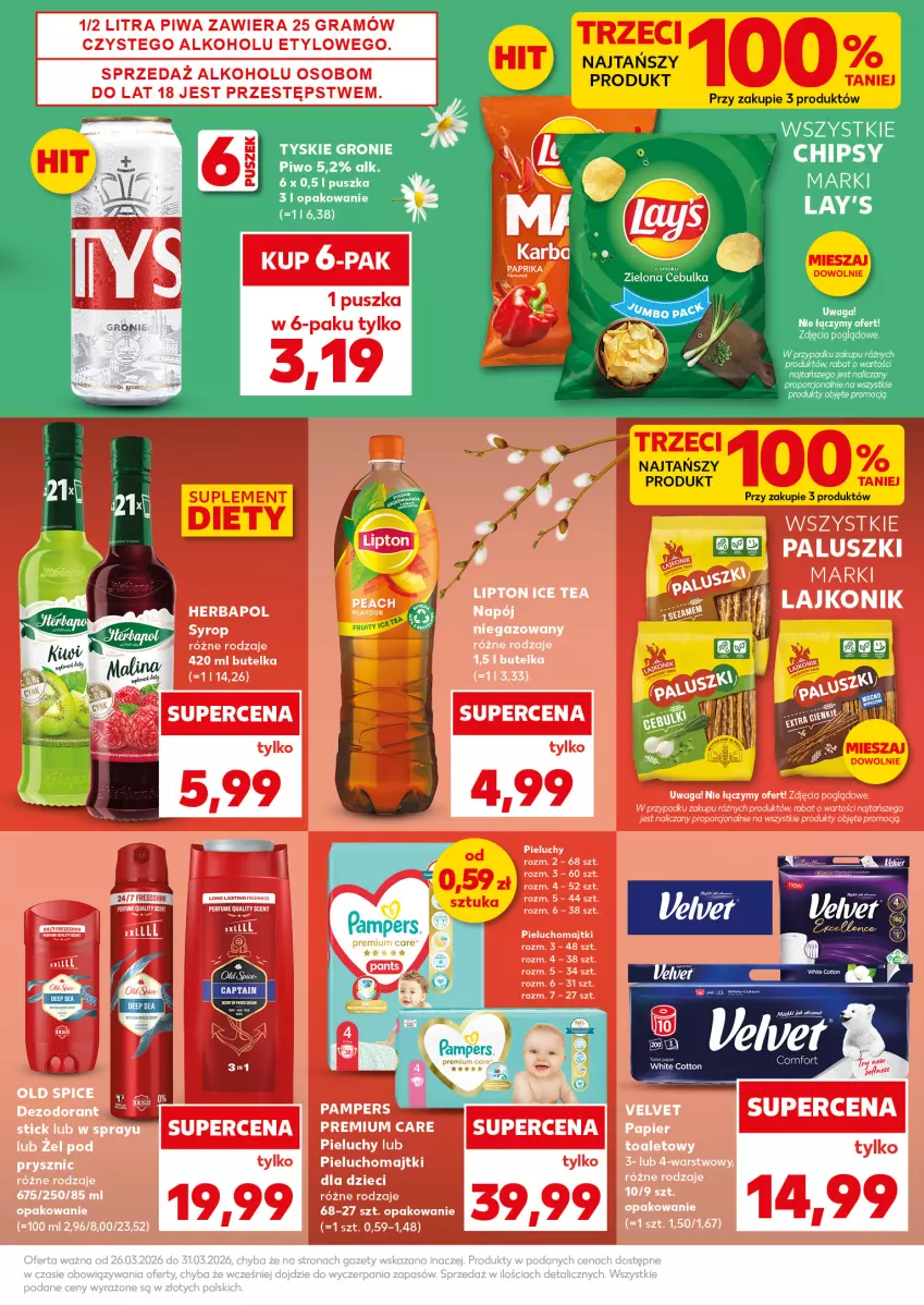 Gazetka promocyjna Kaufland - Mocny Start - ważna 30.03 do 31.03.2026 - strona 11 - produkty: Chipsy, Fa, Gra, Lajkonik, Majtki, Pampers, Papier, Papier toaletowy, Pieluchomajtki, Pieluchy, Piwa, Piwo, Por, Syrop, Tyskie