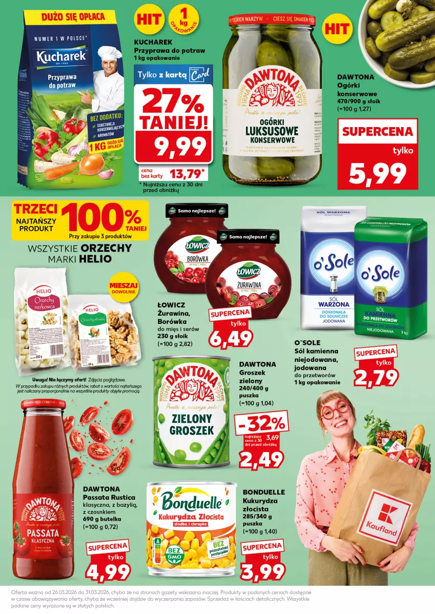 Gazetka promocyjna Kaufland - Mocny Start - ważna 30.03 do 31.03.2026 - strona 15 - produkty: Bazyl, Bonduelle, Borówka, Dawtona, Helio, Kucharek, Kukurydza, Por, Przyprawa do potraw, Rust, Ser, Sól, Waga