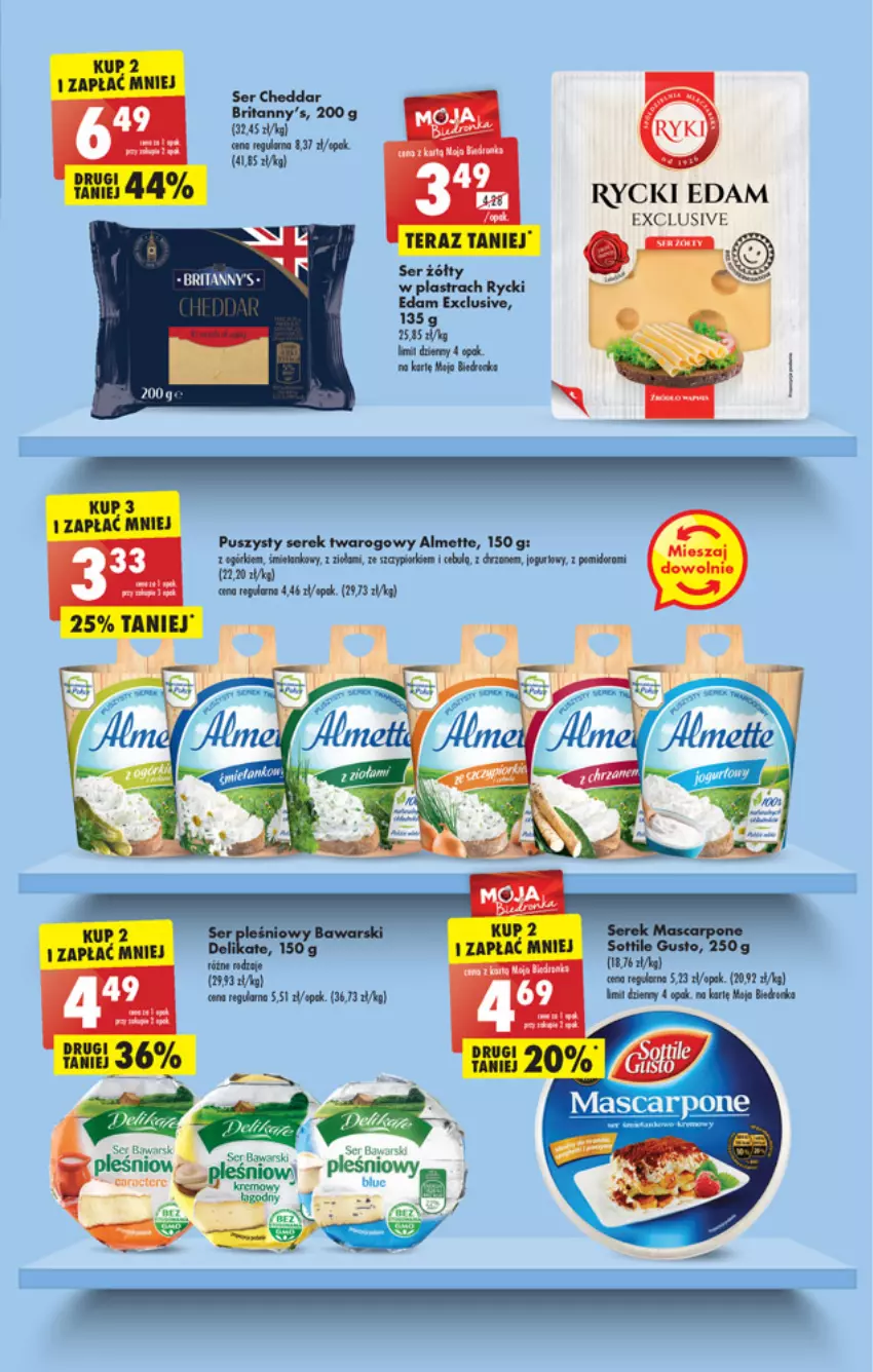 Gazetka promocyjna Biedronka - W tym tygodniu PN - ważna 21.03 do 26.03.2022 - strona 25 - produkty: Almette, Brit, Brita, Cheddar, Edam, Rycki Edam, Ser, Serek, Serek twarogowy, Tera