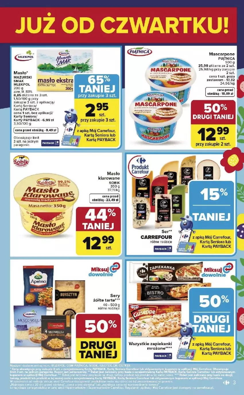 Gazetka promocyjna Carrefour - Gazetka Weekend okazji już od czwartku! - ważna 12.03 do 14.03.2026 - strona 3 - produkty: Fa, Mascarpone, Masło, Piątnica