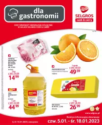 Gazetka promocyjna Selgros - Oferta gastronomiczna - Gazetka - ważna od 18.01 do 18.01.2023 - strona 1 - produkty: Ser, Pomarańcze, Tran, Olej rzepakowy, Gouda, Olej, LG, Fa