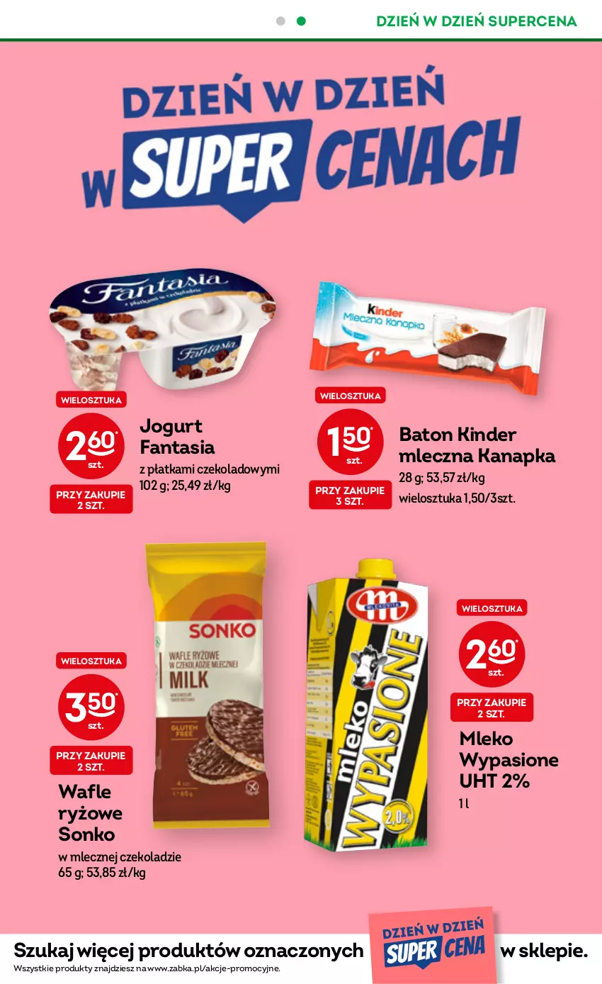 Gazetka promocyjna Żabka - ważna 29.03 do 11.04.2023 - strona 23 - produkty: Baton, Fa, Fanta, Jogurt, Kinder, Mleczna kanapka, Mleko, Ryż, Sonko, Wafle