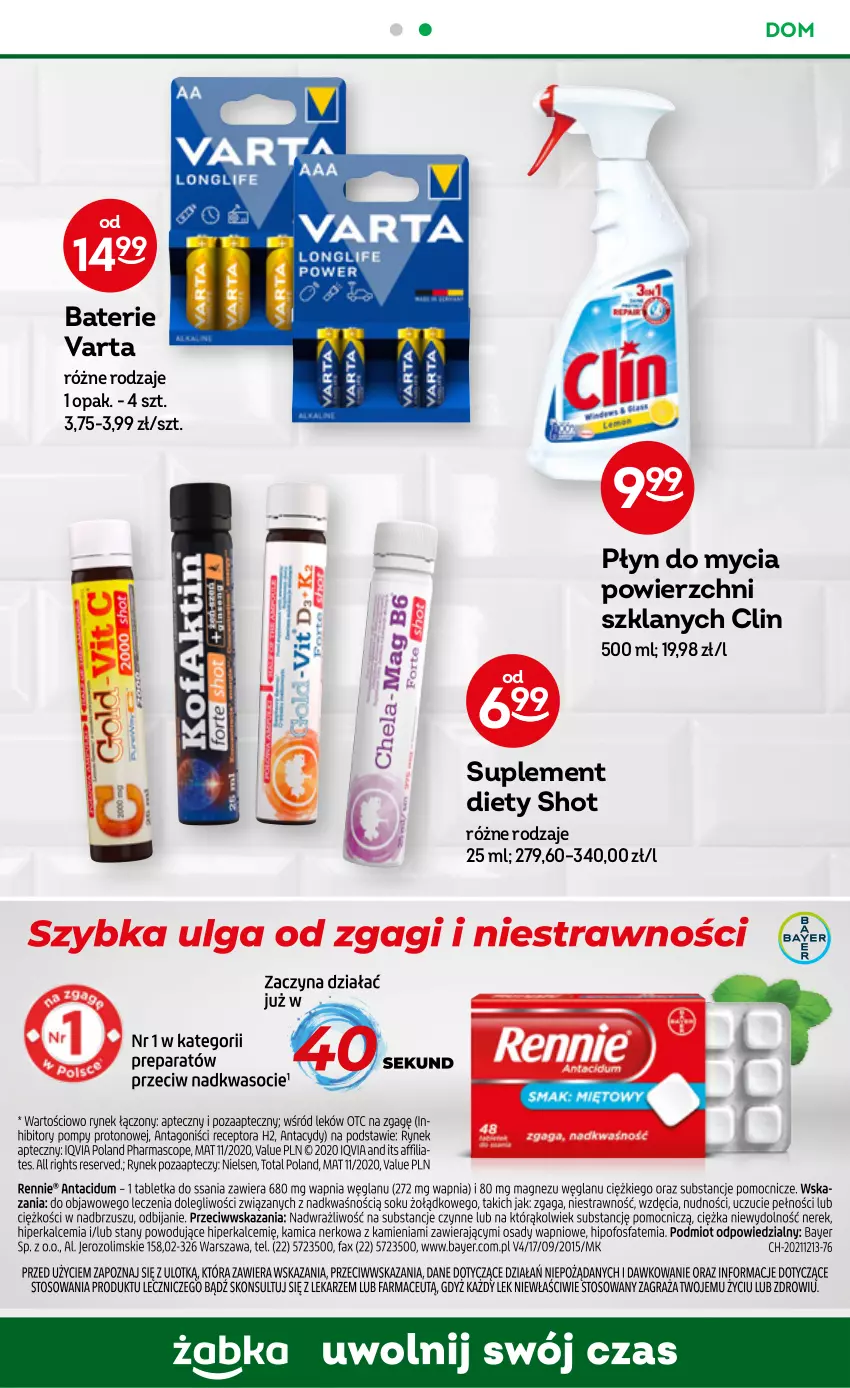 Gazetka promocyjna Żabka - ważna 29.03 do 11.04.2023 - strona 61 - produkty: Clin, Płyn do mycia, Suplement diety, Varta