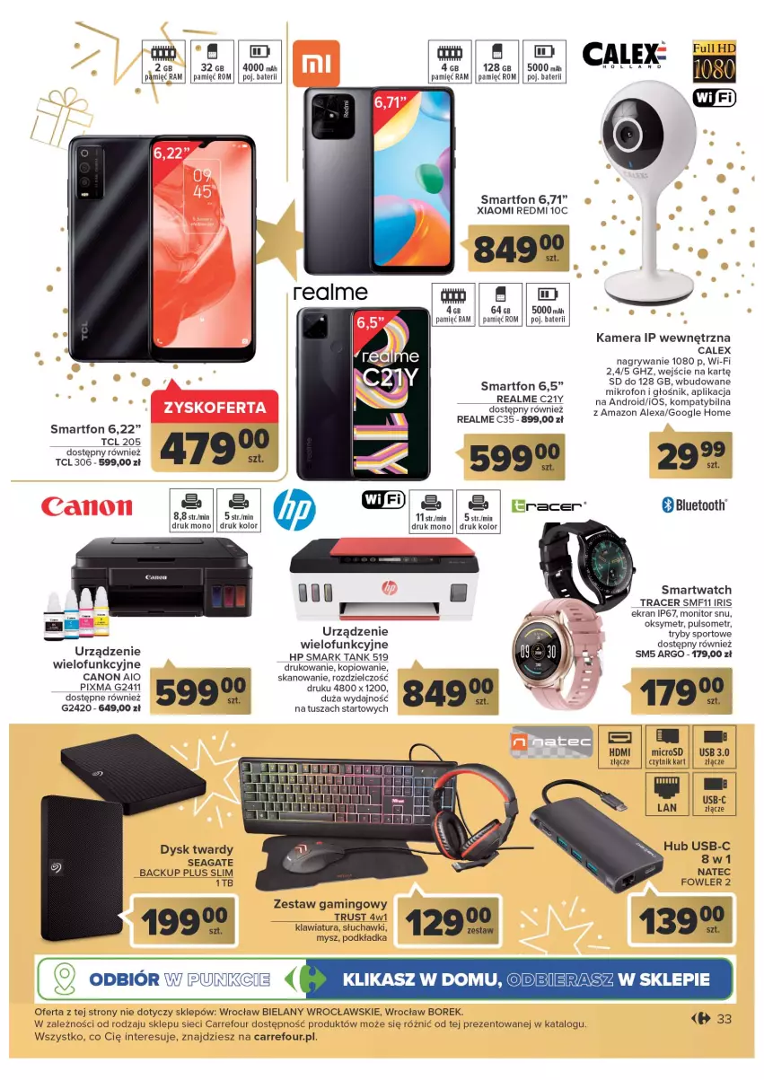 Gazetka promocyjna Carrefour - Gazetka Prezenty - ważna 08.11 do 26.11.2022 - strona 33 - produkty: Acer, Canon, Głośnik, Gry, HP, Kamera, Klawiatura, Mikrofon, Monitor, Mysz, Podkład, Podkładka, Por, Rust, Słuchawki, Smartfon, Smartwatch, Sport, Tusz