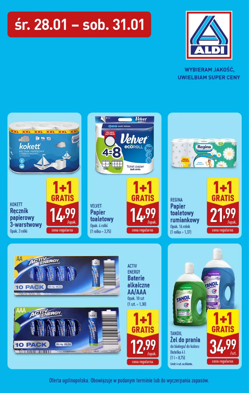 Gazetka promocyjna Aldi - Środa - Czwartek - ważna 28.01 do 29.01.2026 - strona 3 - produkty: Fa, Gin, Papier, Papier toaletowy, Ręcznik, Rolki, Rum, Velvet