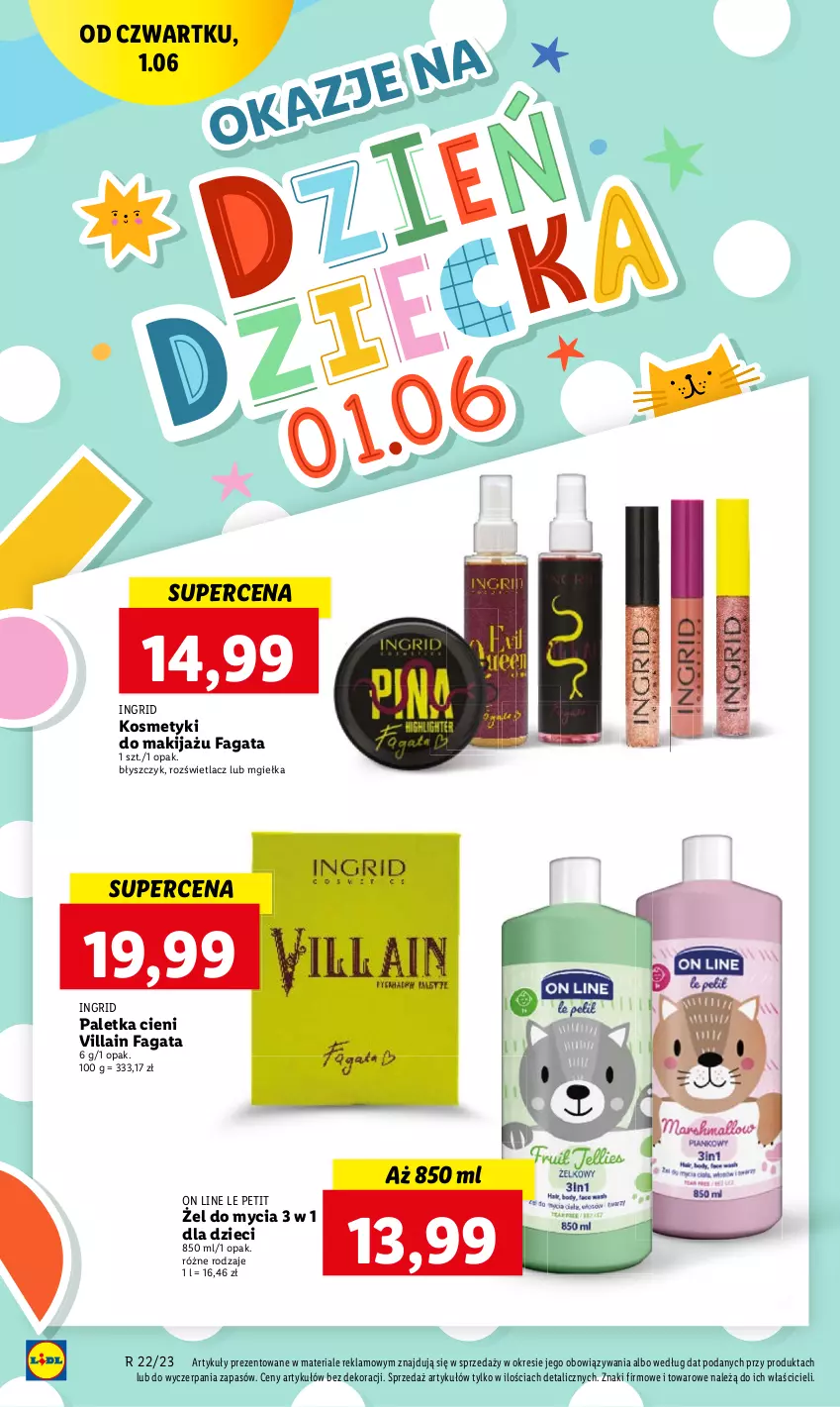 Gazetka promocyjna Lidl - GAZETKA - ważna 01.06 do 03.06.2023 - strona 16 - produkty: Dzieci, Fa, GRID, Makijaż, Paletka cieni, Rozświetlacz