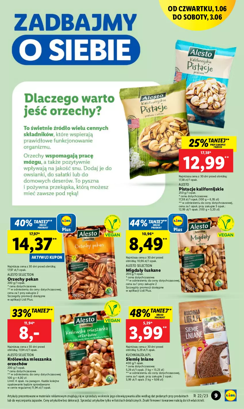 Gazetka promocyjna Lidl - GAZETKA - ważna 01.06 do 03.06.2023 - strona 9 - produkty: Kuchnia, Migdały, Migdały łuskane, Olej, Pistacje