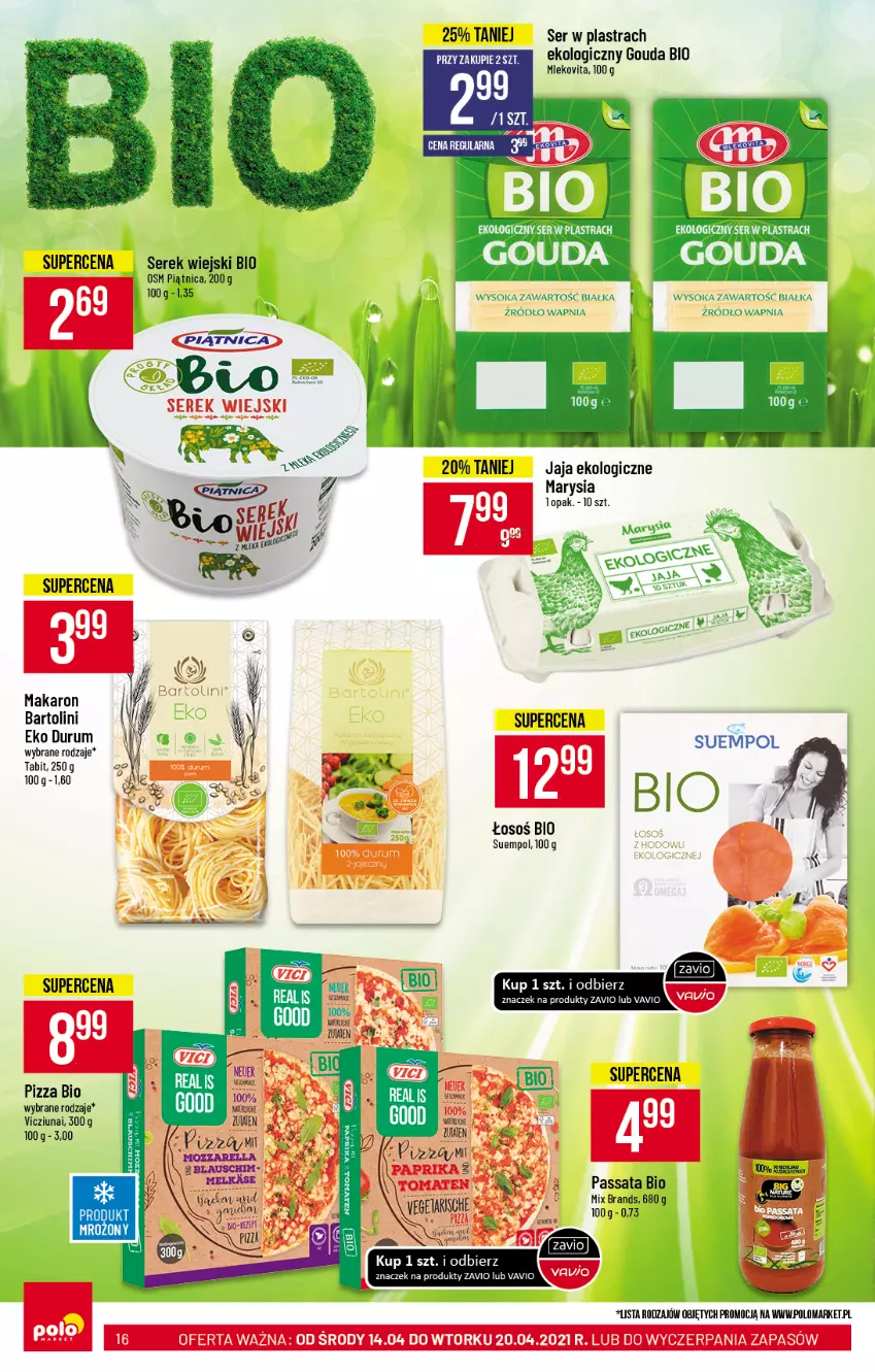 Gazetka promocyjna PoloMarket - Gazetka promocyjna  r - ważna 14.04 do 20.04.2021 - strona 16 - produkty: Gouda, Jaja, Makaron, Mleko, Mlekovita, Piątnica, Pizza, Rum, Ser, Serek, Serek wiejski, Sok, Suempol