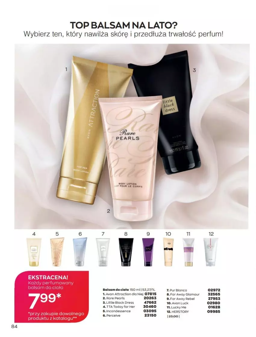 Gazetka promocyjna Avon - Katalog Avon 7/2021 kampania lipiec - ważna 01.07 do 31.07.2021 - strona 84 - produkty: Balsam do ciała, Dres, Fa, Lack, Perfum, Pur, Rum, Top