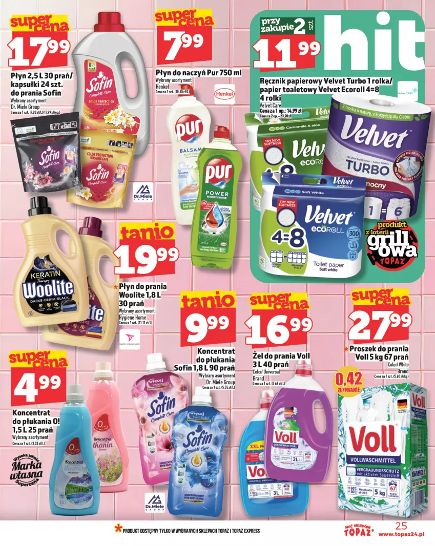 Gazetka promocyjna Topaz - Gazetka - ważna 15.05 do 21.05.2025 - strona 25 - produkty: Płyn do prania, Proszek do prania, Pur, Top, Woolite