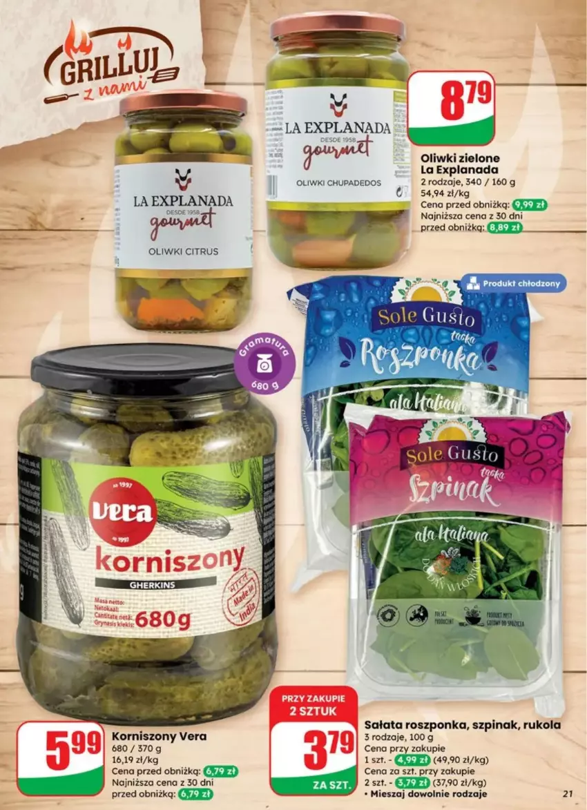 Gazetka promocyjna Dino - ważna 23.07 do 29.07.2025 - strona 14 - produkty: Korniszony, LANA, Oliwki, Oliwki zielone, Roszponka, Rukola, Sałat, Szpinak