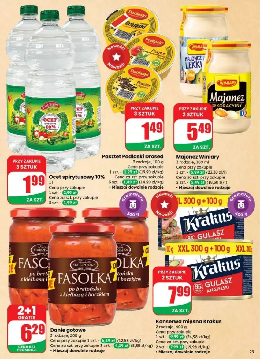 Gazetka promocyjna Dino - ważna 23.07 do 29.07.2025 - strona 16 - produkty: Danie gotowe, Krakus, Majonez, Ocet, Pasztet, Podlaski, Ser, Winiary