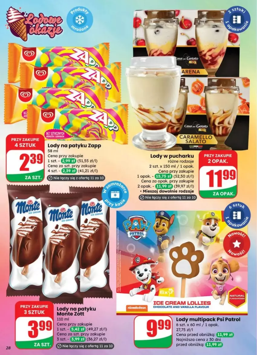 Gazetka promocyjna Dino - ważna 23.07 do 29.07.2025 - strona 21 - produkty: Lody, Monte, Psi Patrol, Zott