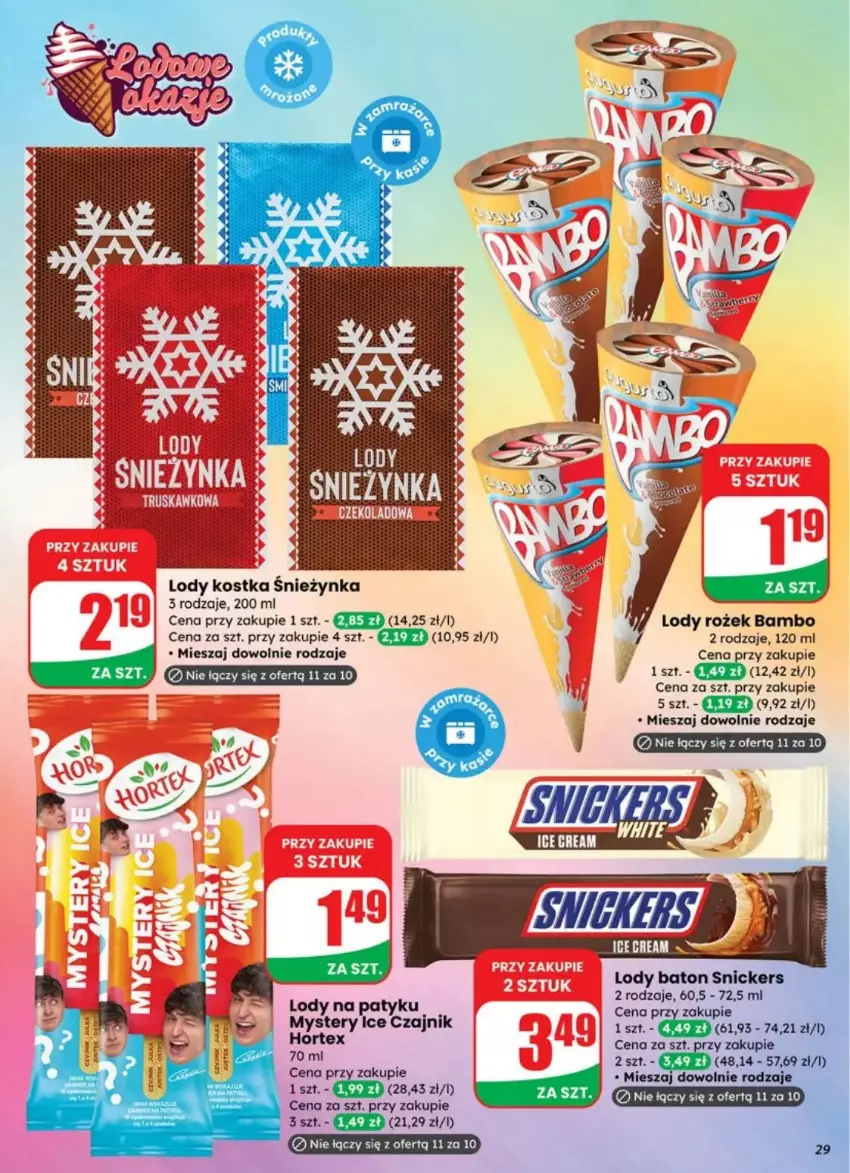 Gazetka promocyjna Dino - ważna 23.07 do 29.07.2025 - strona 22 - produkty: Baton, Czajnik, Fa, Hortex, Lody, Piec, Snickers