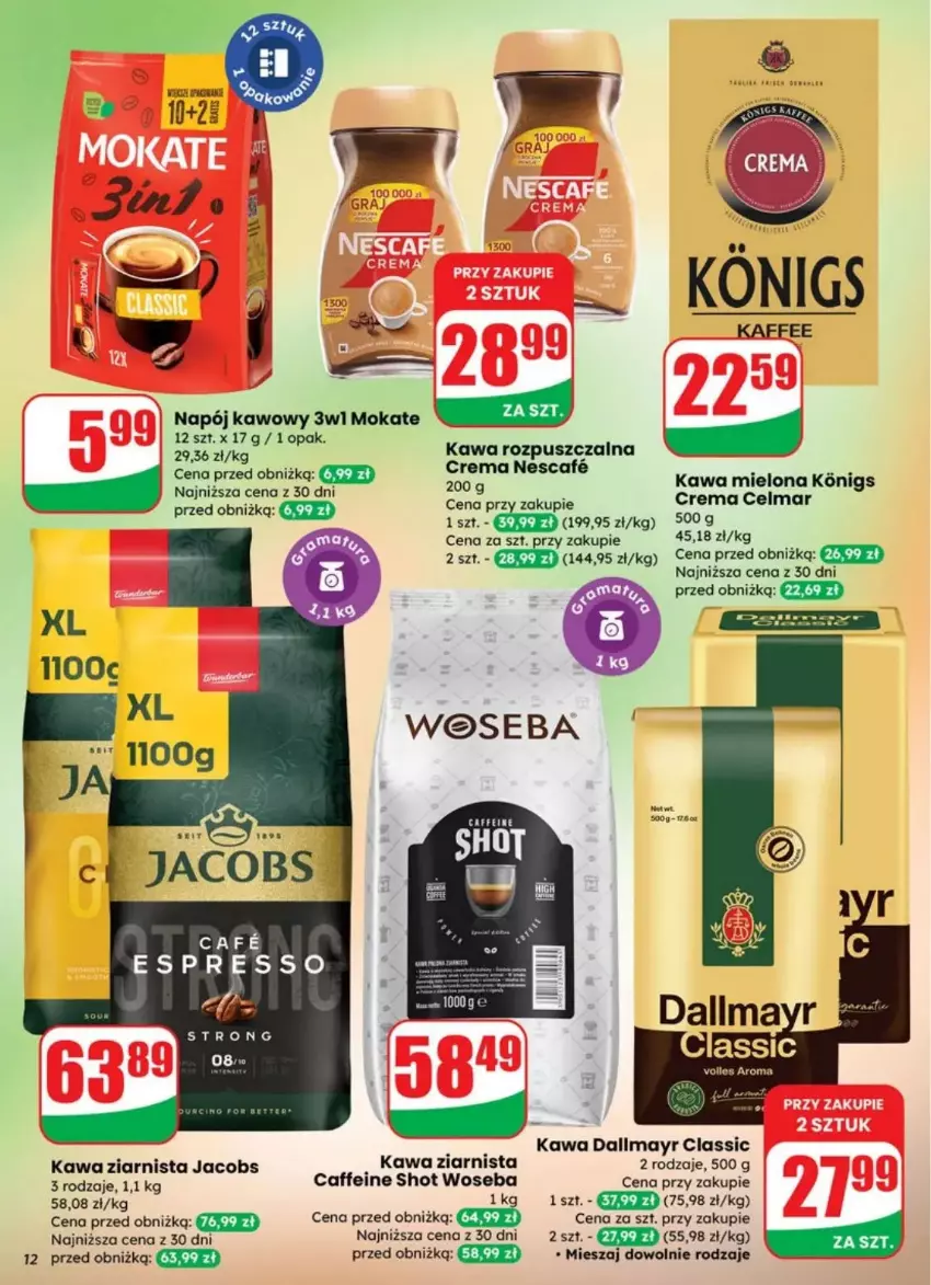 Gazetka promocyjna Dino - ważna 23.07 do 29.07.2025 - strona 4 - produkty: Celma, Dallmayr, Fa, Jacobs, Kawa, Kawa mielona, Kawa rozpuszczalna, Kawa ziarnista, Napój, Woseba
