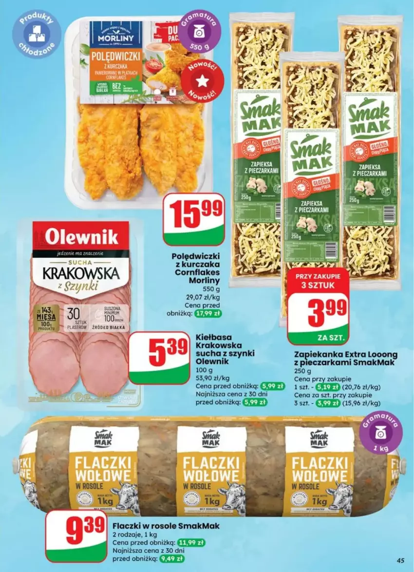 Gazetka promocyjna Dino - ważna 23.07 do 29.07.2025 - strona 40 - produkty: Kiełbasa, Kiełbasa krakowska, Kurczak, Morliny, Olewnik, Piec, Pieczarka, Zapiekanka