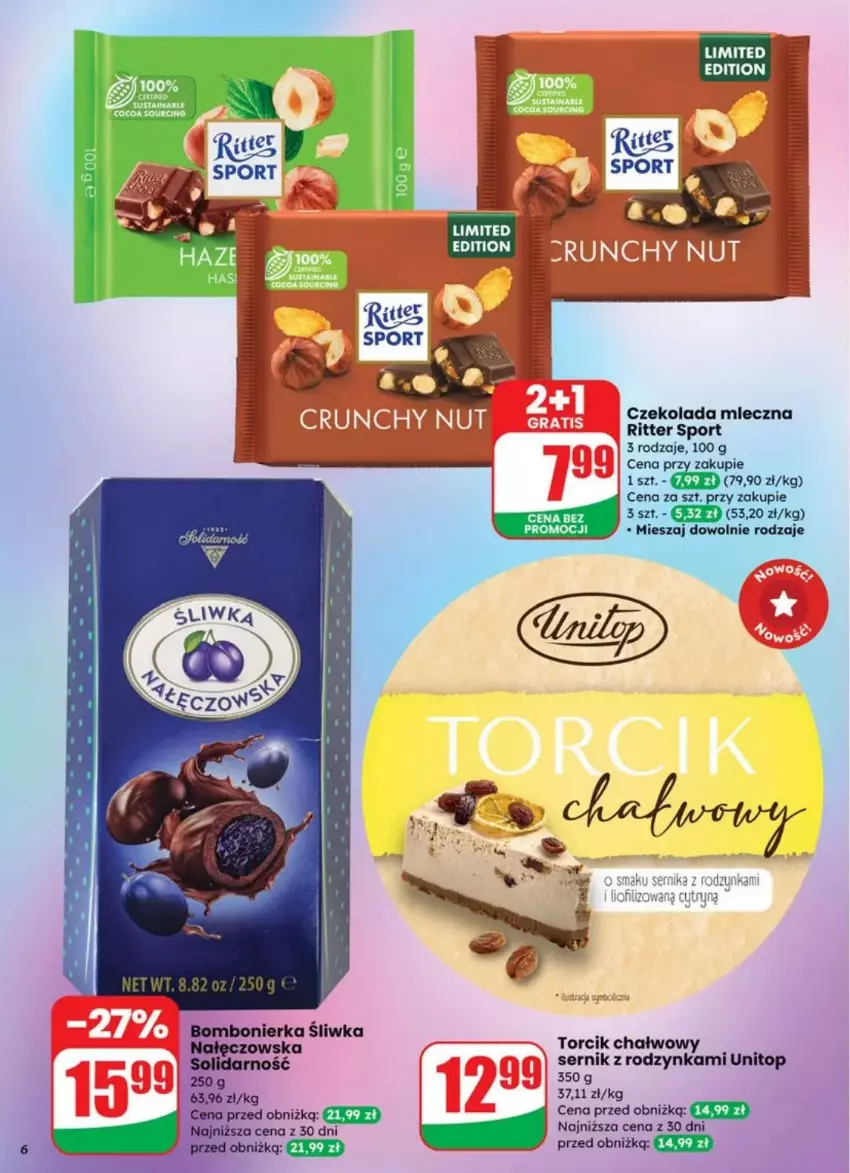 Gazetka promocyjna Dino - ważna 23.07 do 29.07.2025 - strona 56 - produkty: Czekolada, Czekolada mleczna, Por, Ritter Sport, Ser, Sport, Top