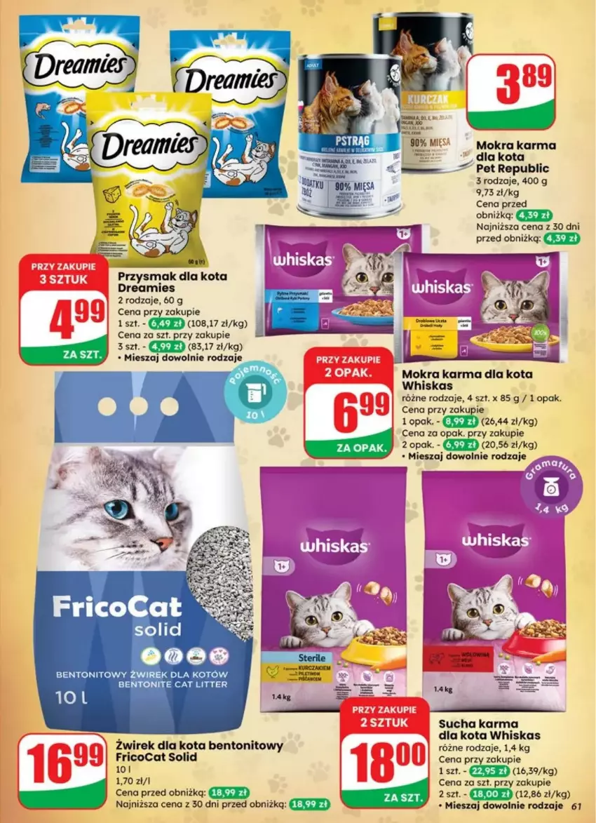 Gazetka promocyjna Dino - ważna 23.07 do 29.07.2025 - strona 58 - produkty: Mokra karma, Przysmak dla kota, Sucha karma, Whiskas