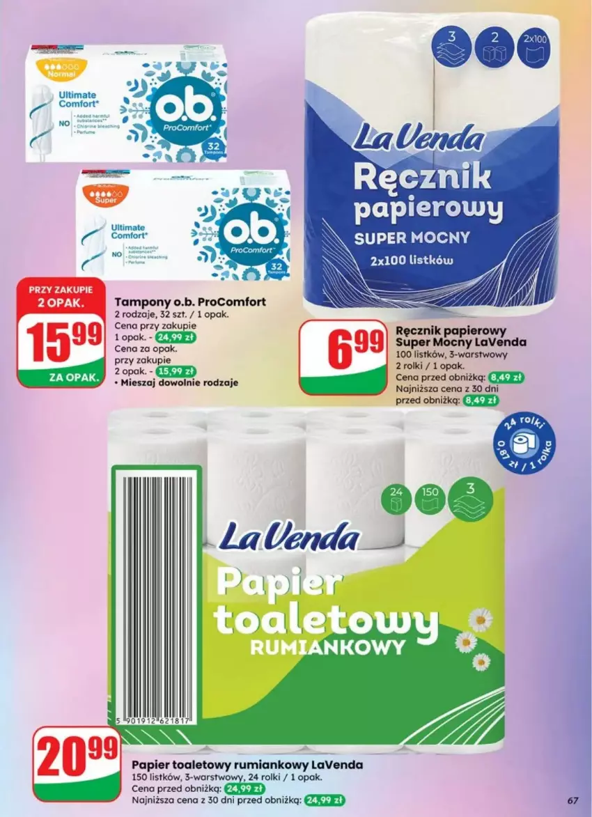 Gazetka promocyjna Dino - ważna 23.07 do 29.07.2025 - strona 64 - produkty: O.B., Papier, Papier toaletowy, Rolki, Rum, Tampony