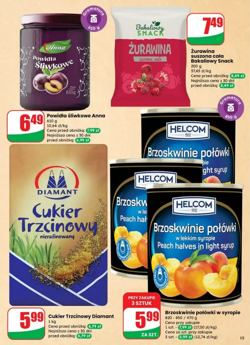 Gazetka promocyjna Dino - ważna 23.07 do 29.07.2025 - strona 7 - produkty: Brzoskwinie, Cukier, Cukier trzcinowy, Diamant, HELCOM, Syrop