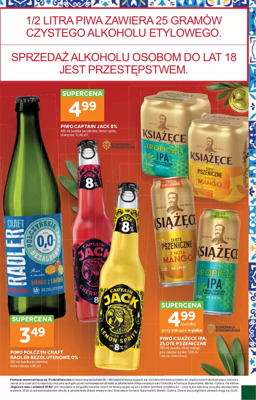 Gazetka promocyjna Stokrotka - Supermarket - ważna 06.08 do 12.08.2026 - strona 35 - produkty: Captain Jack, Gra, Książęce, Mięso, Optima, Owoce, Piwa, Piwo, Radler, Warzywa