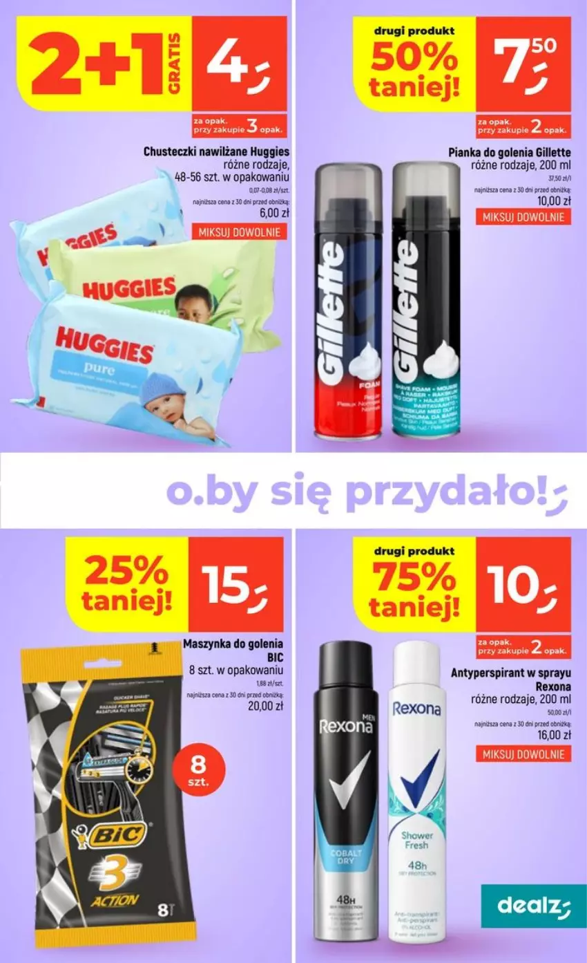 Gazetka promocyjna Dealz - NOWA GAZETKA - ważna 13.08 do 19.08.2026 - strona 27 - produkty: Antyperspirant, BIC, Chusteczki, Gillette, Gra, Huggies, Maszynka, Pianka do golenia, Rexona, Szynka, Tera