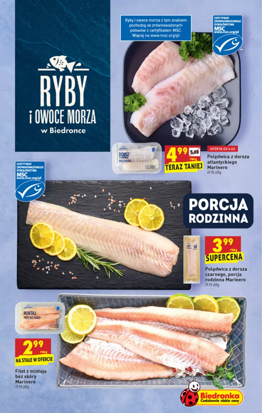 Gazetka promocyjna Biedronka - W tym tygodniu PL - ważna 04.03 do 10.03.2021 - strona 23 - produkty: Dorsz, Filet z mintaja, Mintaj, Owoce, Owoce morza, Polędwica, Por, Ryby i owoce morza, Tera