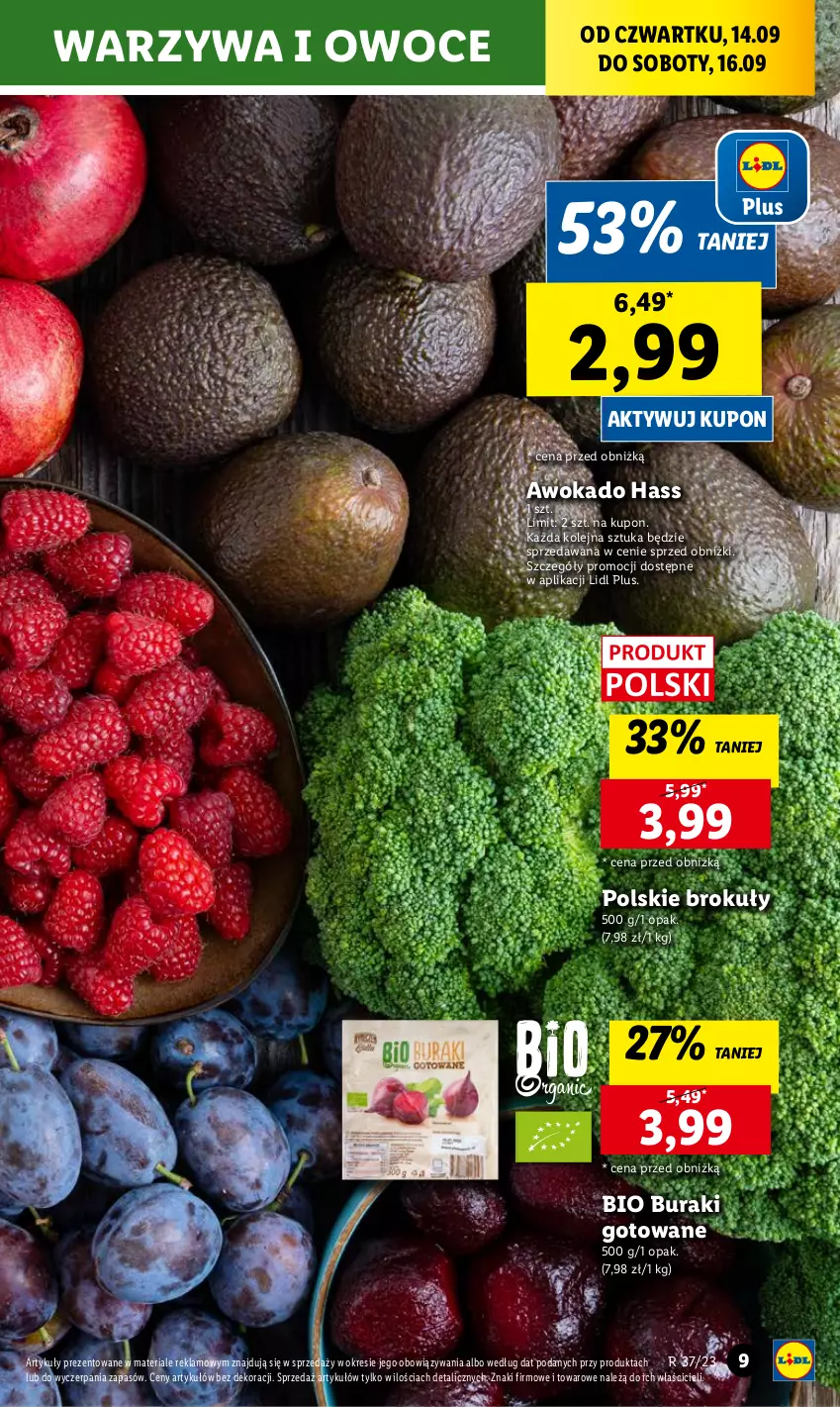 Gazetka promocyjna Lidl - GAZETKA - ważna 14.09 do 16.09.2023 - strona 17 - produkty: Brokuły, Buraki, Olej, Owoce, Warzywa, Warzywa i owoce