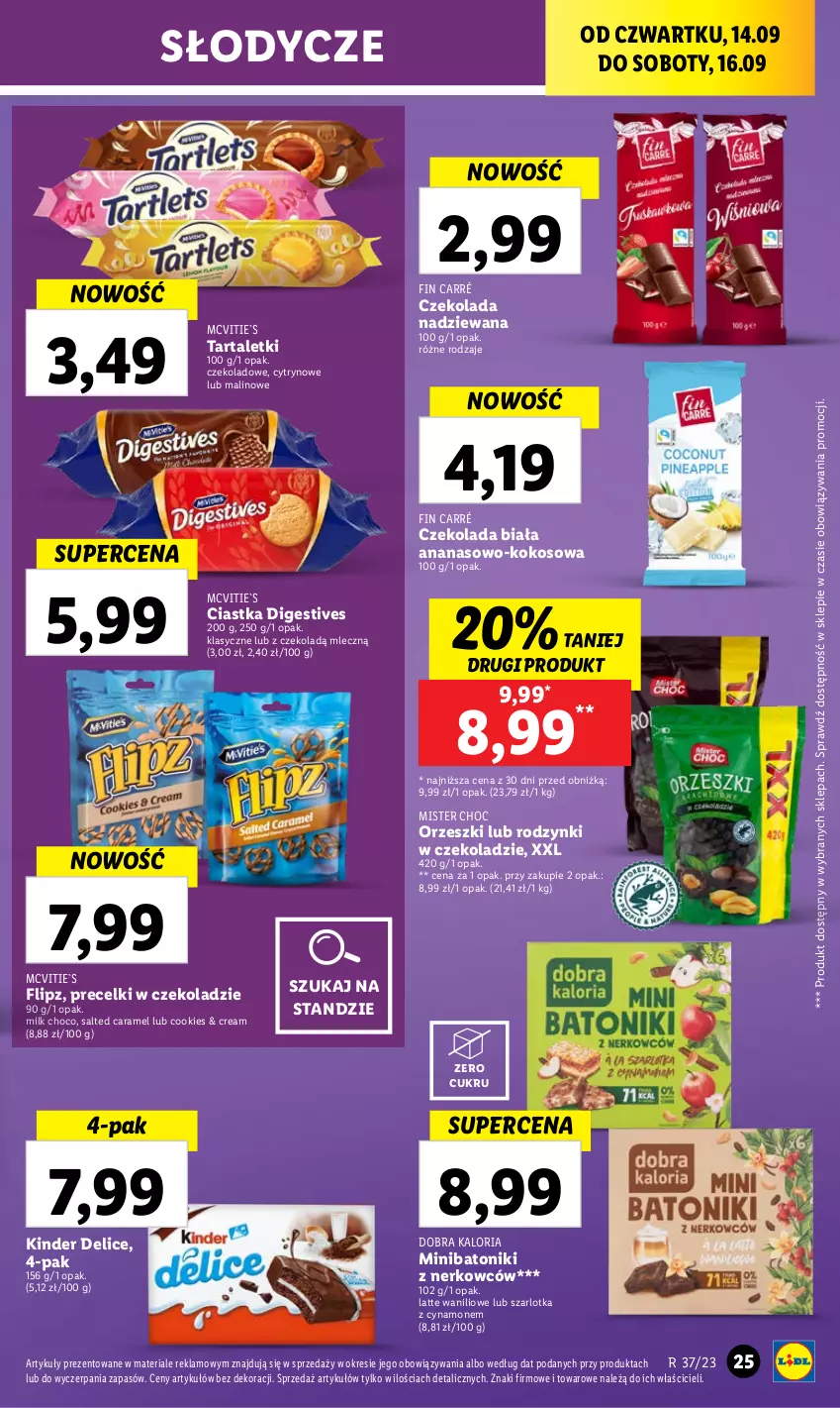 Gazetka promocyjna Lidl - GAZETKA - ważna 14.09 do 16.09.2023 - strona 35 - produkty: Ananas, Baton, Ciastka, Czekolada, Czekolada nadziewana, Kinder, Kokos, Orzeszki, Precelki, Rodzynki, Szarlotka, Tarta, Tonik