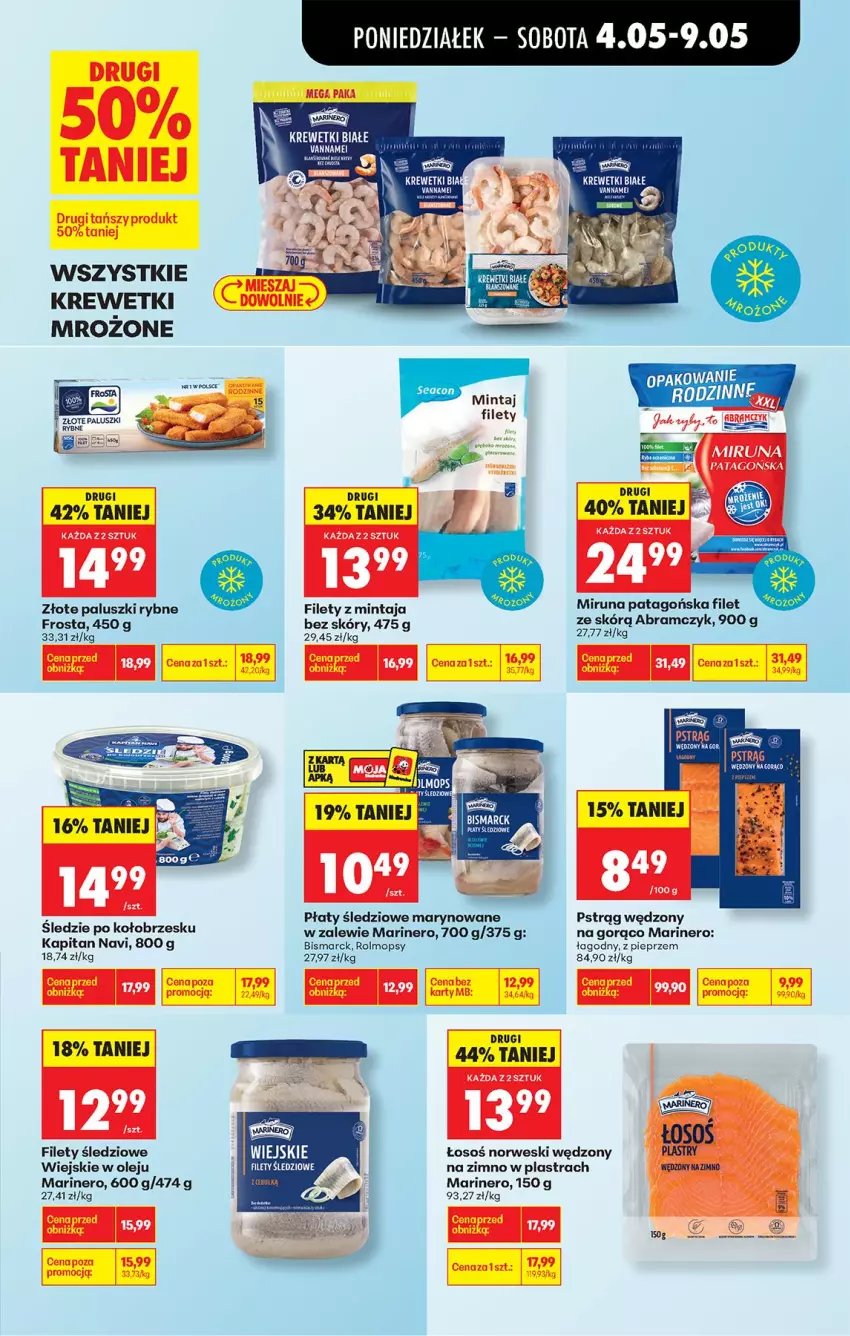 Gazetka promocyjna Biedronka - Od Poniedziałku - ważna 04.05 do 09.05.2026 - strona 33 - produkty: Fa, Frosta, Krewetki, Mintaj, Miruna, Mop, Olej, Paluszki rybne, Pieprz, Płaty śledziowe, Pstrąg, Pstrąg wędzony, Tago