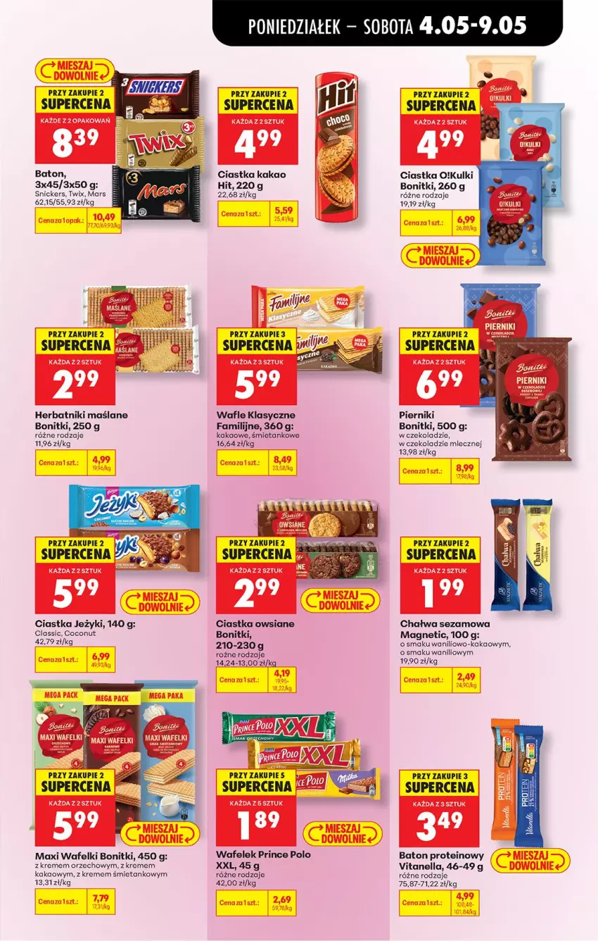 Gazetka promocyjna Biedronka - Od Poniedziałku - ważna 04.05 do 09.05.2026 - strona 51 - produkty: Baton, Bonitki, Chałwa, Ciastka, Ciastka owsiane, Fa, Herbatniki, Jeżyki, Kakao, Mars, Piernik, Prince Polo, Sezam, Snickers, Twix, Wafelek, Wafle