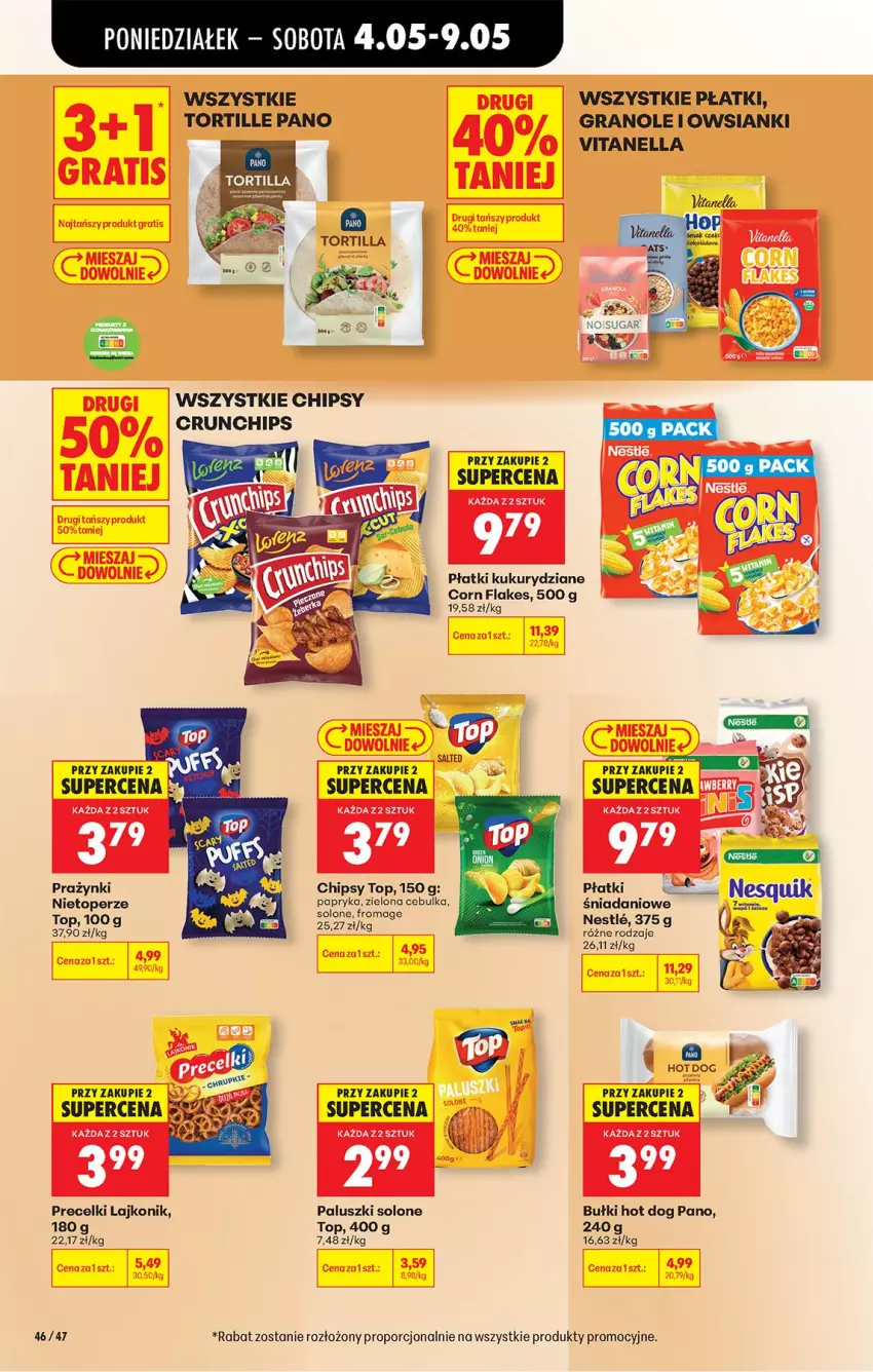 Gazetka promocyjna Biedronka - Od Poniedziałku - ważna 04.05 do 09.05.2026 - strona 56 - produkty: Chipsy, Corn flakes, Crunchips, Danio, Gra, Hot dog, Lajkonik, Nesquik, Papryka, Por, Prazynki, Precelki, Top