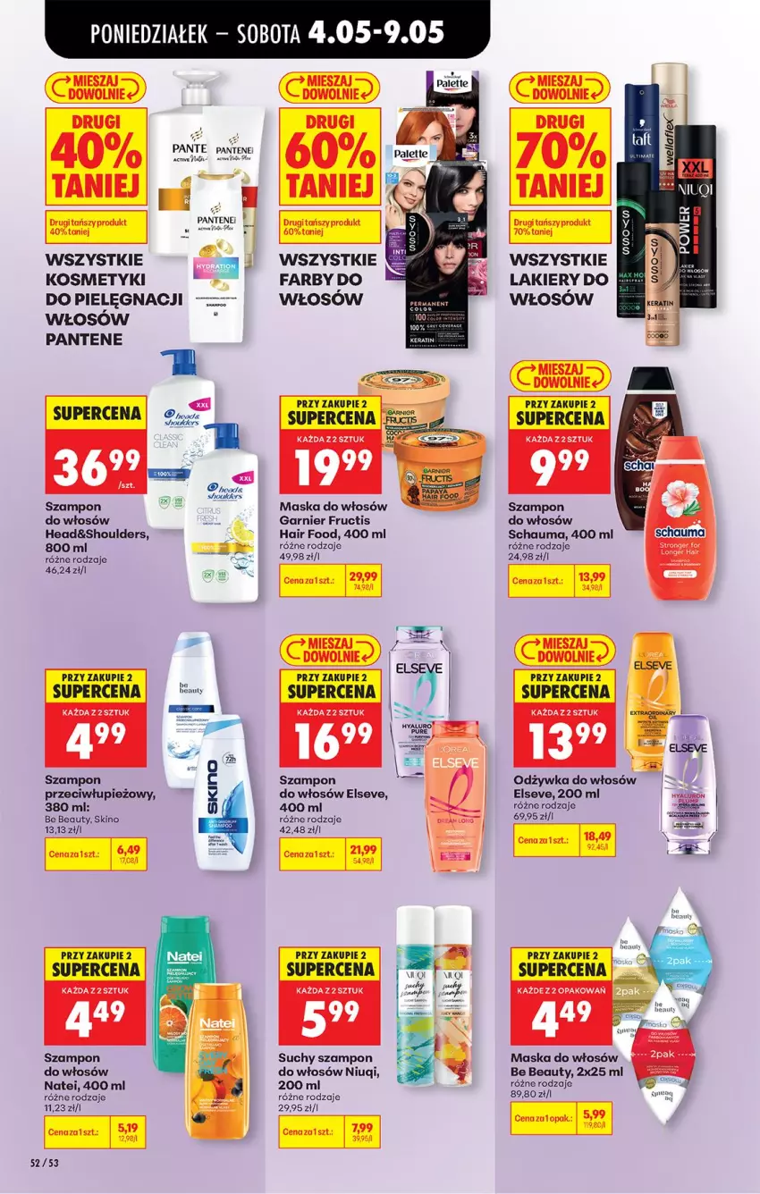 Gazetka promocyjna Biedronka - Od Poniedziałku - ważna 04.05 do 09.05.2026 - strona 62 - produkty: Be Be, Cars, Elseve, Fa, Fructis, Garnier, Kawa, Lakier, Maska, Maska do włosów, Niuqi, Odzywka do włosów, Pantene, Schauma, Suchy szampon, Szampon