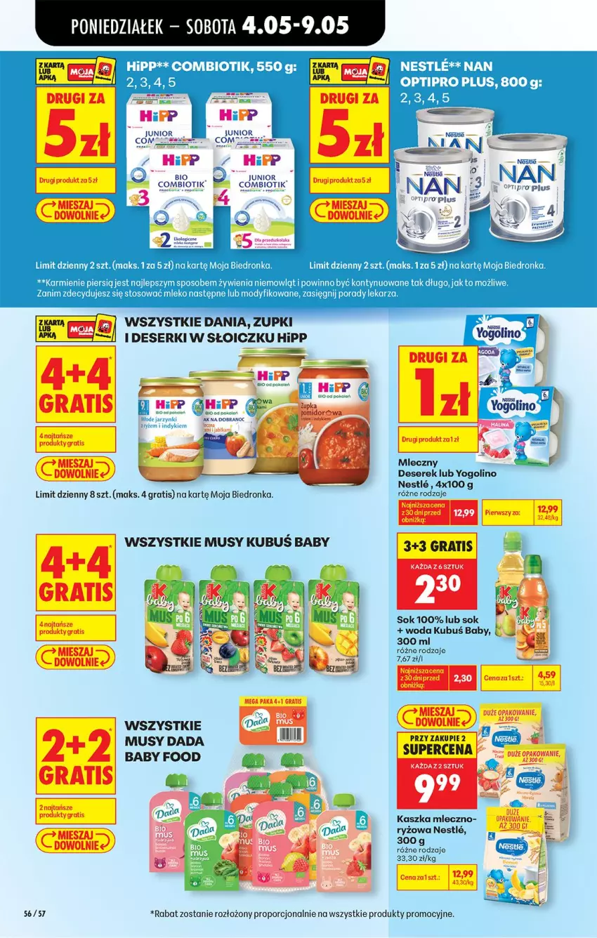 Gazetka promocyjna Biedronka - Od Poniedziałku - ważna 04.05 do 09.05.2026 - strona 66 - produkty: Deser, Gra, HiPP, Karmi, Kubuś, Mleko, Mus, O nas, Por, Ryż, Ser, Serek, Sok, Woda