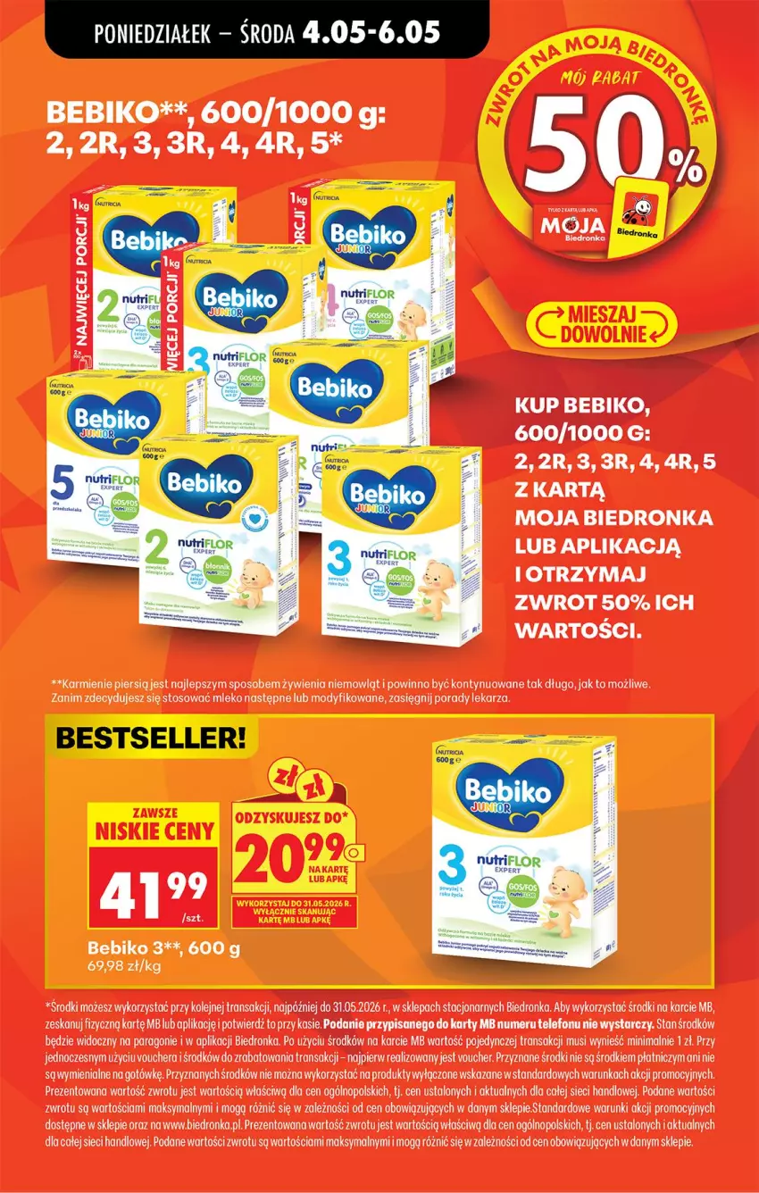 Gazetka promocyjna Biedronka - Od Poniedziałku - ważna 04.05 do 09.05.2026 - strona 77 - produkty: Bebiko, Karmi, Mleko, Mus, O nas, Olej, Por, Szal, Telefon, Tran