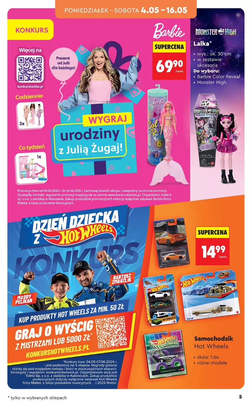 Gazetka promocyjna Biedronka - Od Poniedziałku - ważna 04.05 do 09.05.2026 - strona 85 - produkty: Barbie, Chodzik, Hot Wheels, Mattel