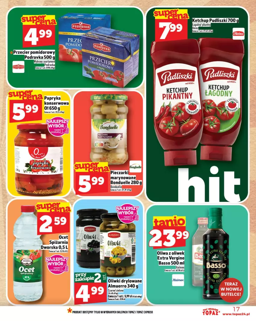 Gazetka promocyjna Topaz - Gazetka - ważna 11.09 do 17.09.2025 - strona 17 - produkty: Bonduelle, Ketchup, Ocet, Papryka, Piec, Ser, Top