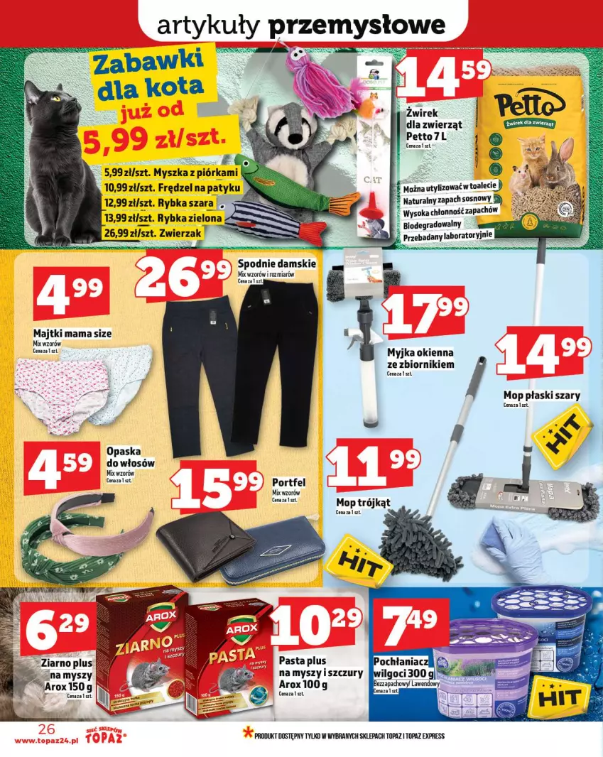 Gazetka promocyjna Topaz - Gazetka - ważna 11.09 do 17.09.2025 - strona 26 - produkty: Gra, Majtki, Mop, Mysz, Opaska, Por, Sok, Sos, Spodnie, Top